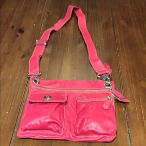 Roots crossbody village bag hot pink